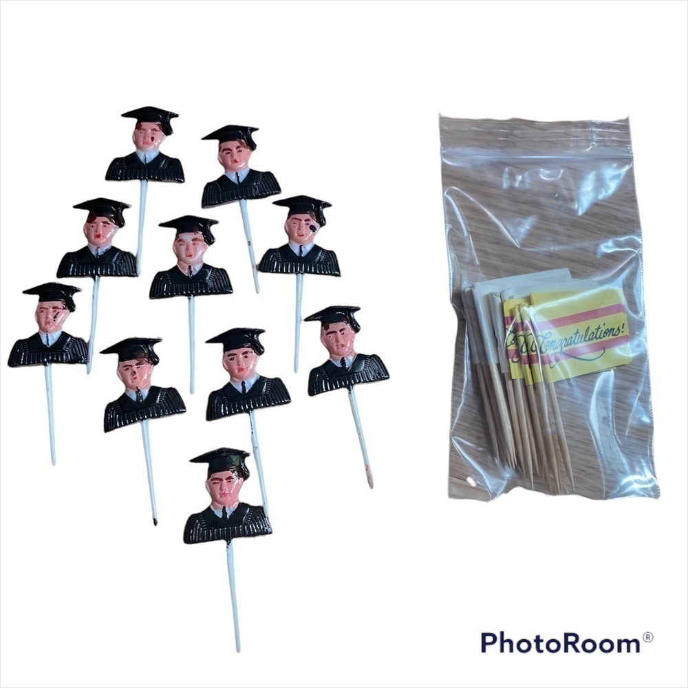 Vintage Pop Top Graduation Cupcake Decoration Flags Baking Cake